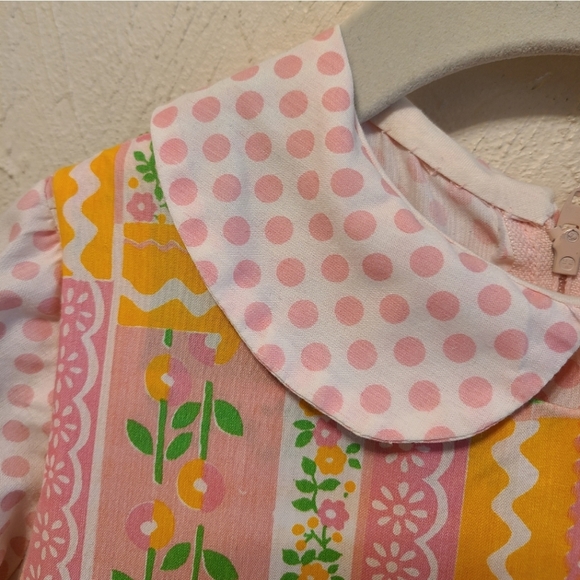 Vintage 60s Patchwork Pinafore & Dress Girls 12 - Picture 4 of 16